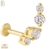 14-LB23 - 14k Yellow Gold Double Round Zircon Labret image 0