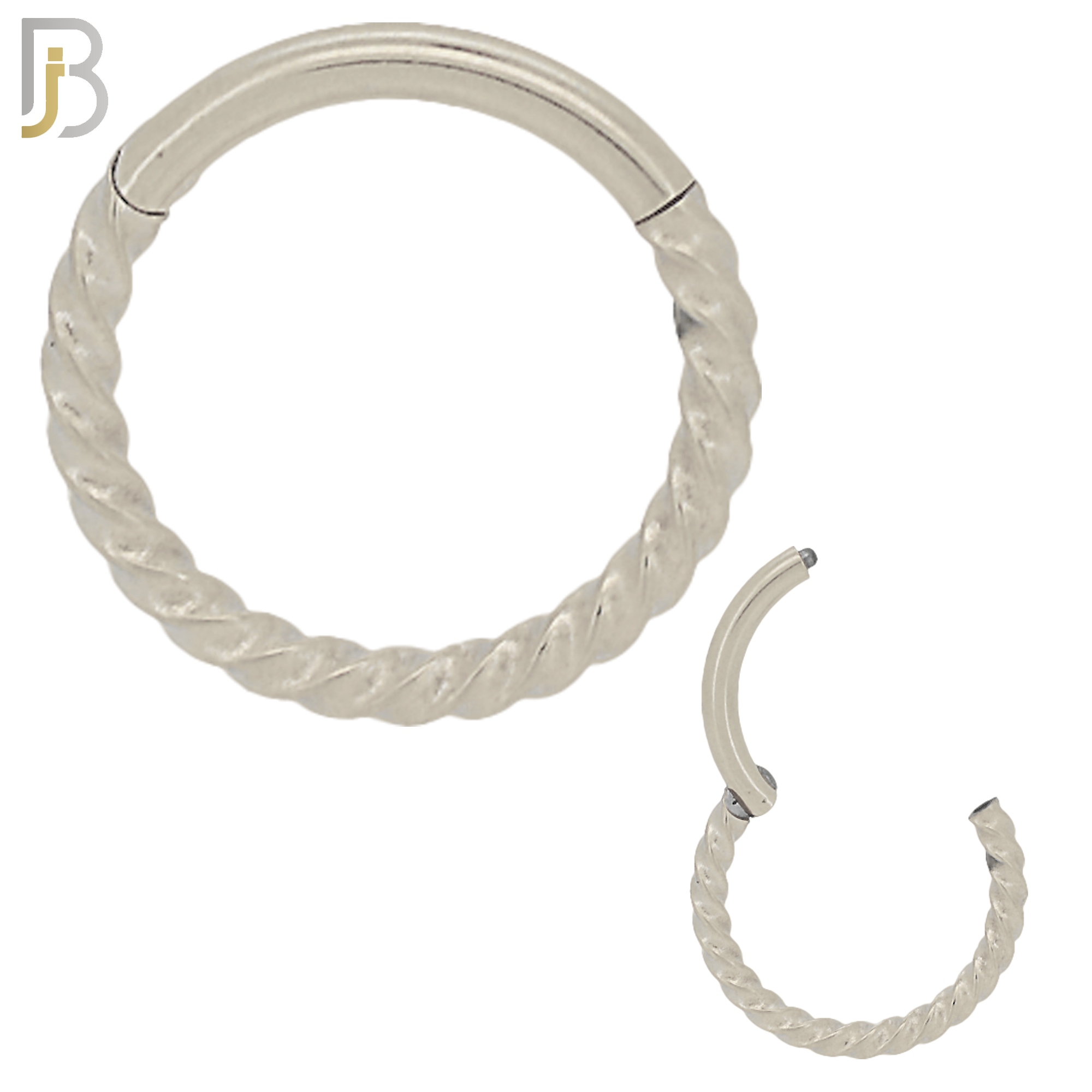 CT91 -  316 Stainless Steel Hinged Hoop Twisted Rope Nose Rings (PACK OF 6) image 0