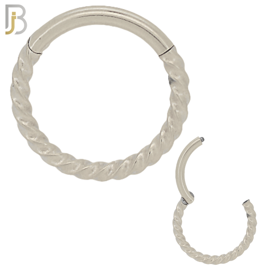 CT91 -  316 Stainless Steel Hinged Hoop Twisted Rope Nose Rings (PACK OF 6) image 0