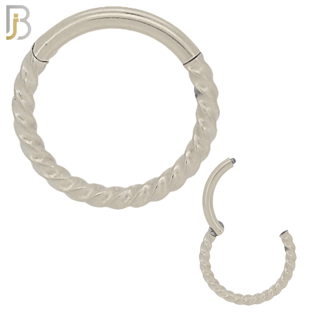 CT91 -  316 Stainless Steel Hinged Hoop Twisted Rope Nose Rings (PACK OF 6) image 0