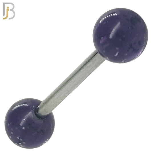BB04S - 316L Surgical Steel Screw Barbell with Solid Glitter Acrylic Ball Screw External Threaded (PACK OF 6) image 3