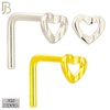 925-NR11LGS -  925 Sterling Silver Hollow Heart L Shape Nose Ring (Pack of 6) - Rhodium Plated and Yellow Gold Plated image