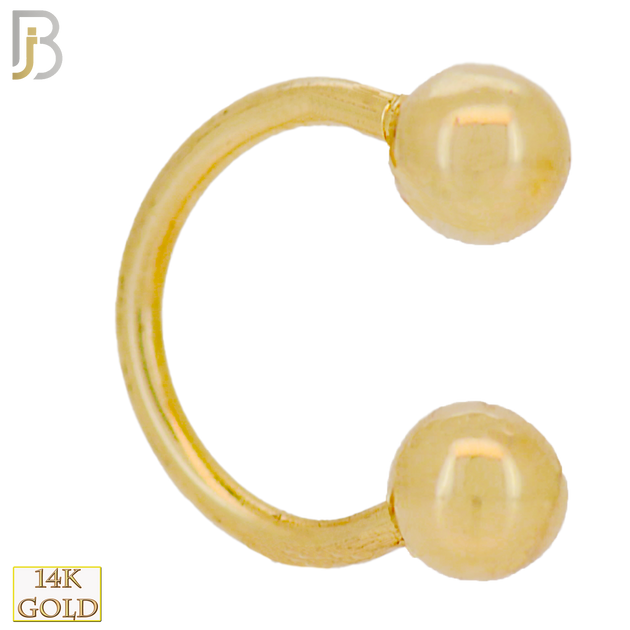 14-HS01 - 5 -14k Solid Gold 5mm Plain Ball Horseshoe External Threaded Screw image 0