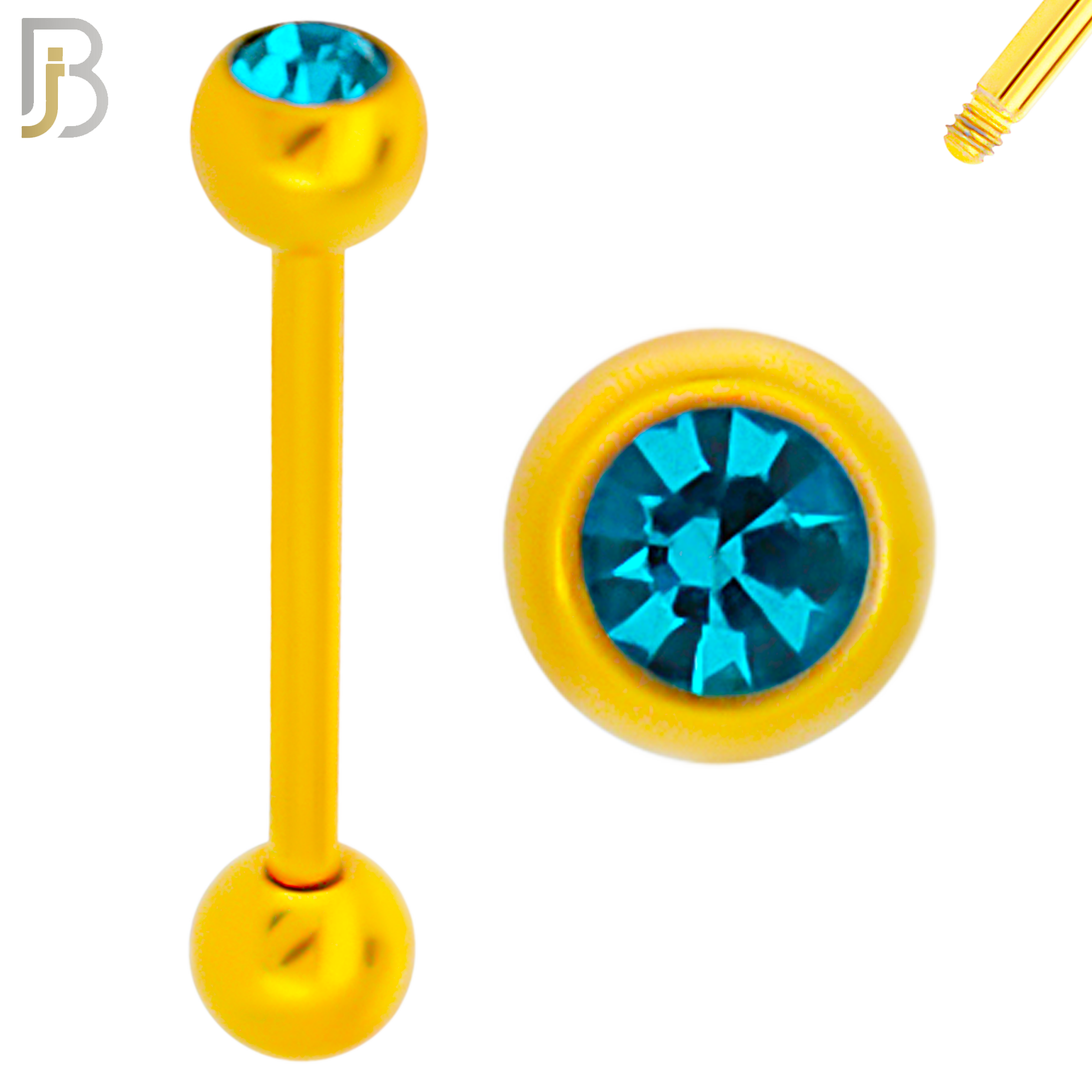 BB05G-5 - 316L Surgical Steel Screw Gold Plated Barbell with 5mm Bezel Ball External Threaded (PACK OF 6) image 1