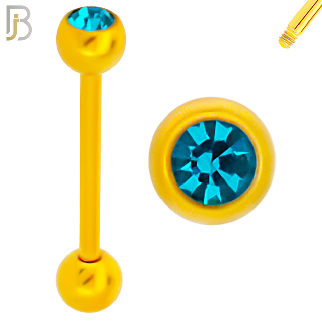 BB05G-5 - 316L Surgical Steel Screw Gold Plated Barbell with 5mm Bezel Ball External Threaded (PACK OF 6) image 1