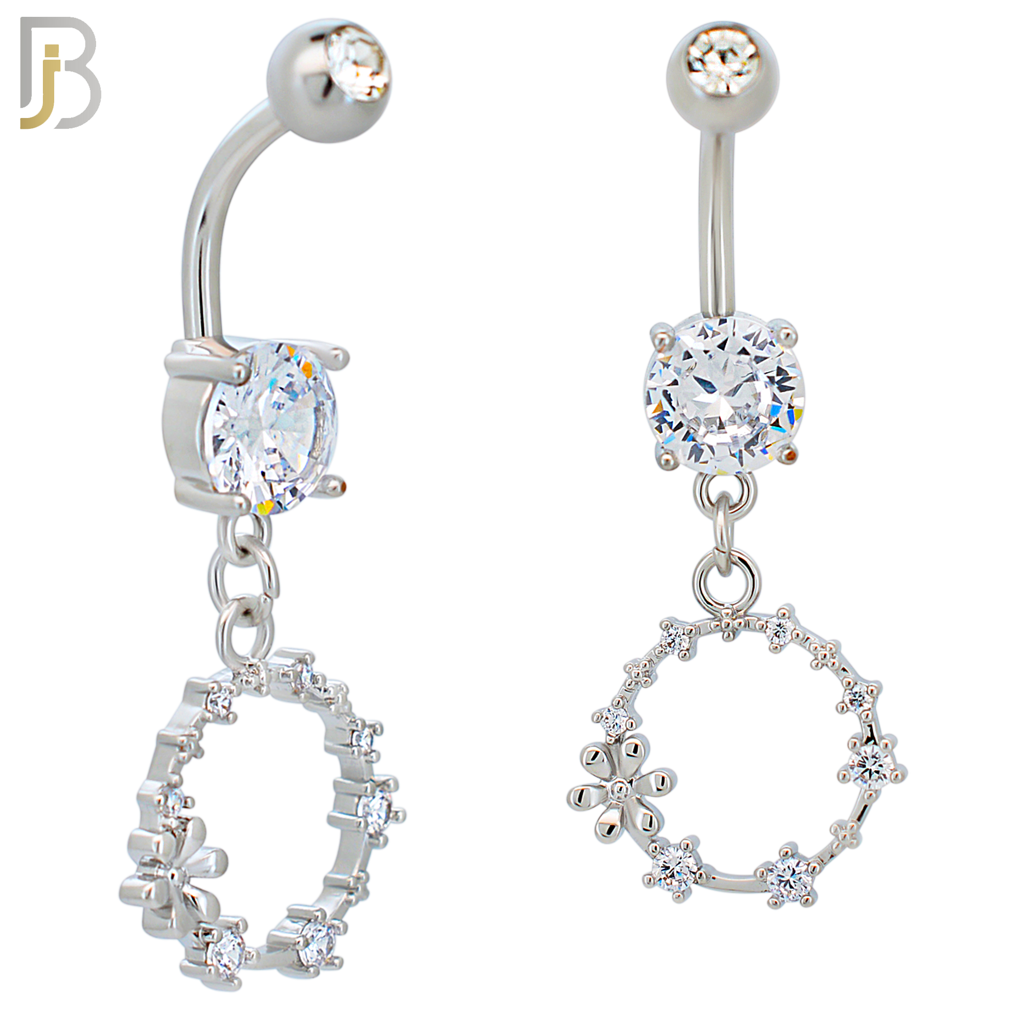 N0114  - 316L Stainless Steel Dangling Star Constellation with Zircon Belly Ring and 5mm Screw Ball image 0