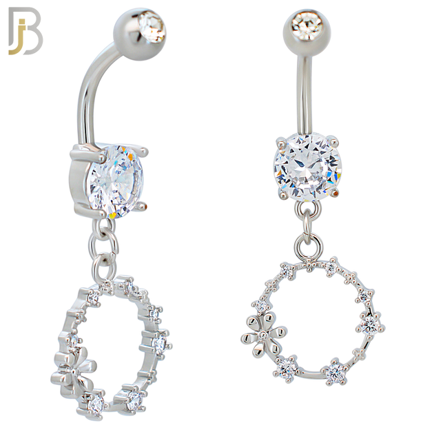 N0114  - 316L Stainless Steel Dangling Star Constellation with Zircon Belly Ring and 5mm Screw Ball image 0