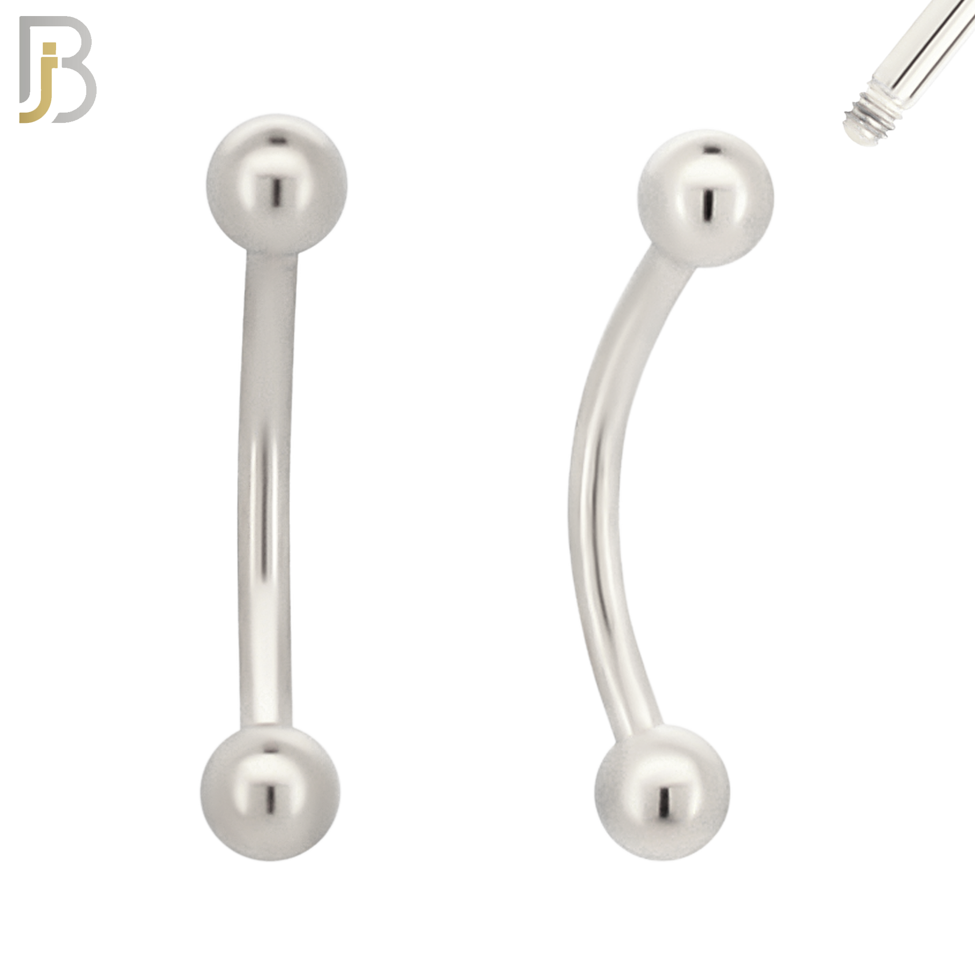 EC01S14 - 14g Thickness 316L Surgical Steel Curved Plain Barbell Screw Ball External Threaded (PACK OF 6) image 0