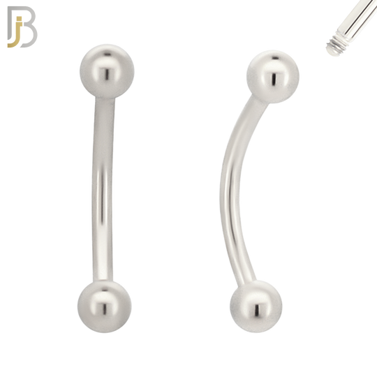EC01S14 - 14g Thickness 316L Surgical Steel Curved Plain Barbell Screw Ball External Threaded (PACK OF 6) image 0