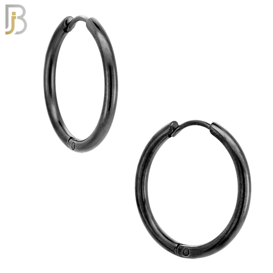 ES95K - 316L Stainless Steel Black Plated 2mm Thickness Plain Hoops Design Huggies Clip On image 5