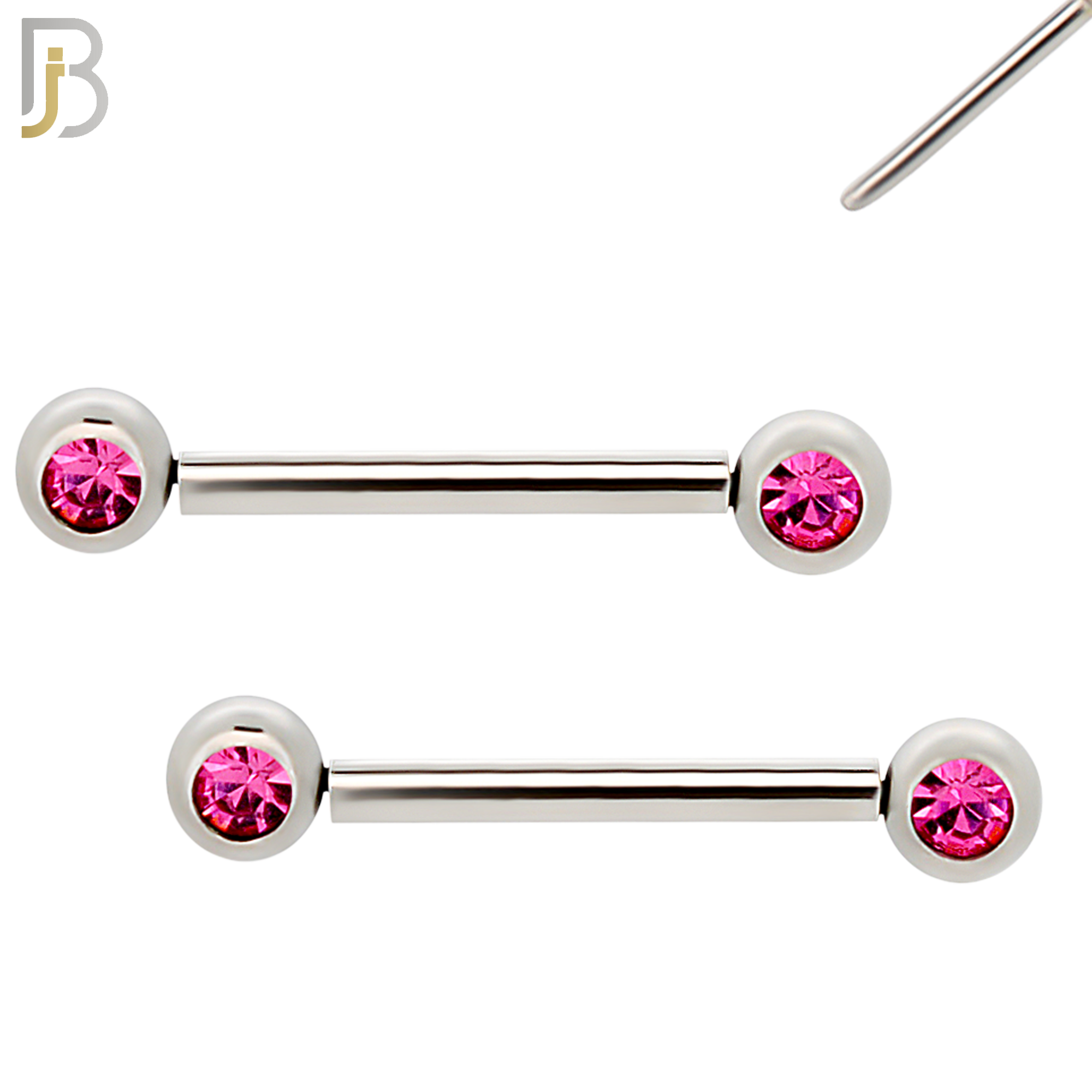 NP16S - 316L Surgical Steel  Push In Round Bezel Zircon Nipple Ring Piercing image 5