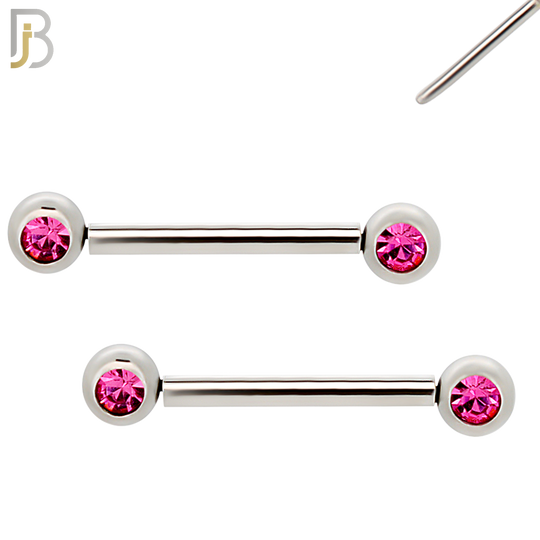 NP16S - 316L Surgical Steel  Push In Round Bezel Zircon Nipple Ring Piercing image 5