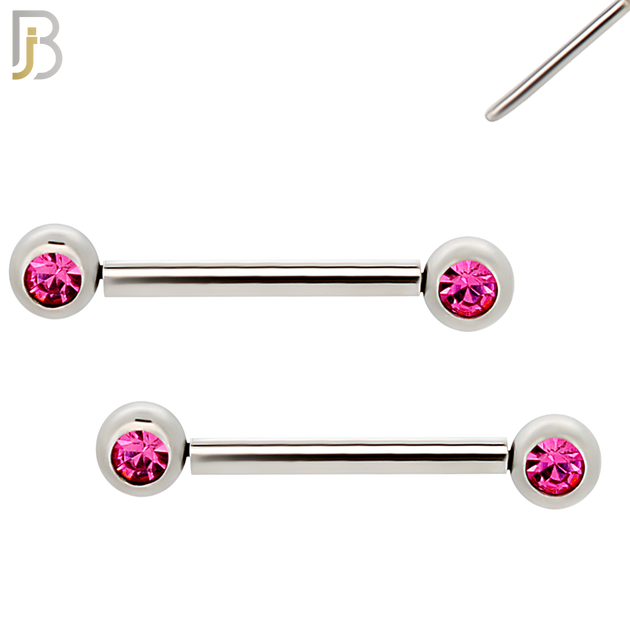 NP16S - 316L Surgical Steel  Push In Round Bezel Zircon Nipple Ring Piercing image 5