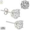 925-ES71-SC - .925 Sterling Silver Rhodium Plated Earring Stud Casting Round Prong Setting Clear Zircon image 6