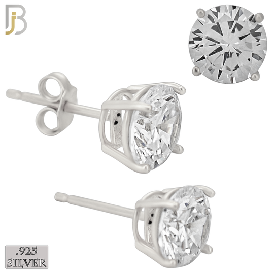925-ES71-SC - .925 Sterling Silver Rhodium Plated Earring Stud Casting Round Prong Setting Clear Zircon image 6