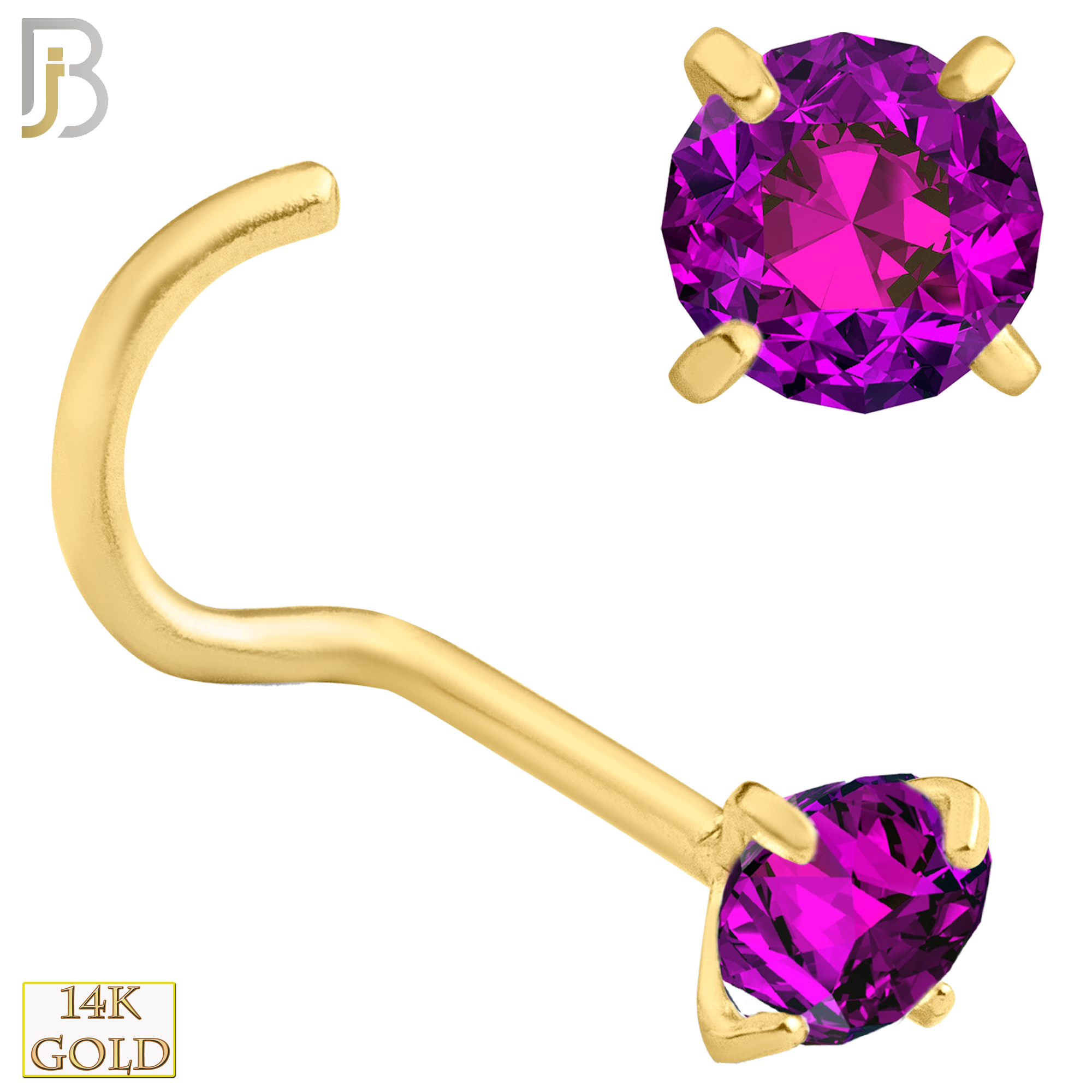 14-NR03YR-22 - 22g-14k Yellow Gold Nose Screw with Ruby in Prong Setting image 6