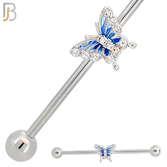 BB61 -  316L Surgical Steel Butterfly Industrial Barbell Pack (Pack of 6) image 0