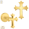14-LB29 - 14k Solid Gold Plain Coptic Cross Internally Threaded Labret image 0
