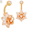 NB36 - 316L Stainless Steel Rose Flower Zircon Banana Belly Navel Ring image 2