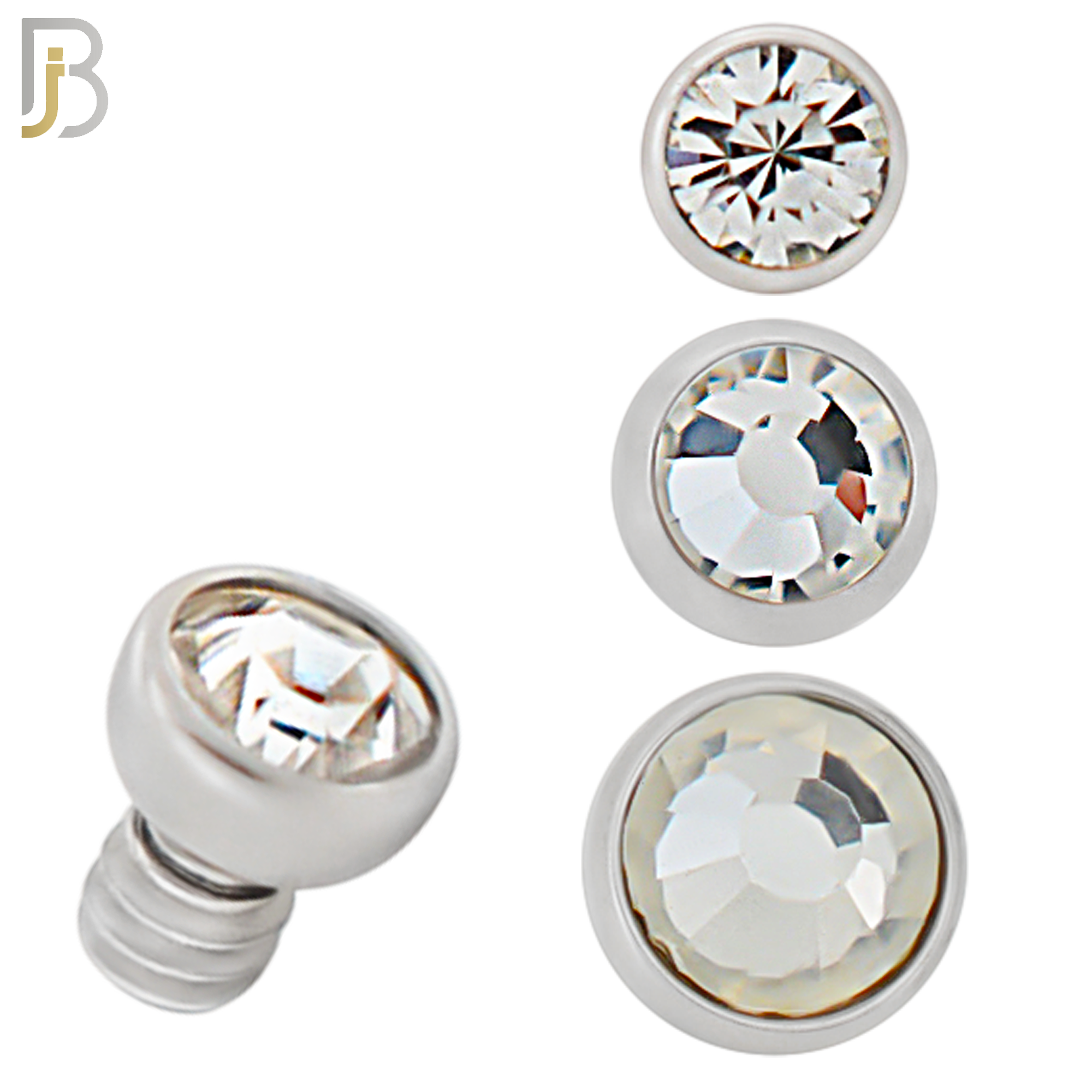 DM01SC - Surgical Steel Dermal Bezel Clear Cubic Zirconia 1.2mm Screw Top (PACK OF 6) image 0