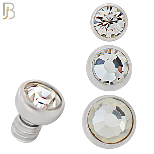 DM01SC - Surgical Steel Dermal Bezel Clear Cubic Zirconia 1.2mm Screw Top (PACK OF 6) image 0