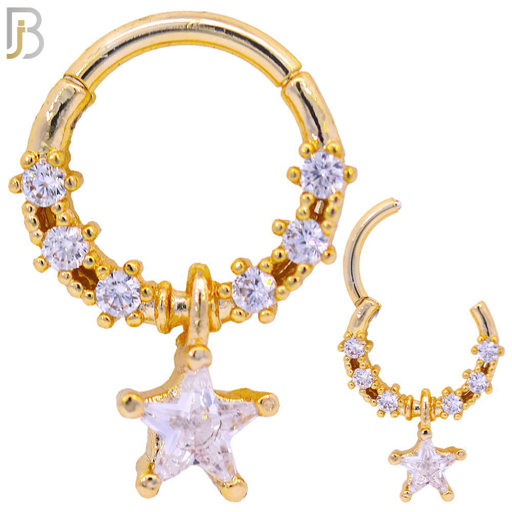 PK-CT106 - 316 Surgical Steel Hinged Nose Hoops with Mixed Dangling Designs - Pack of 30 image 2