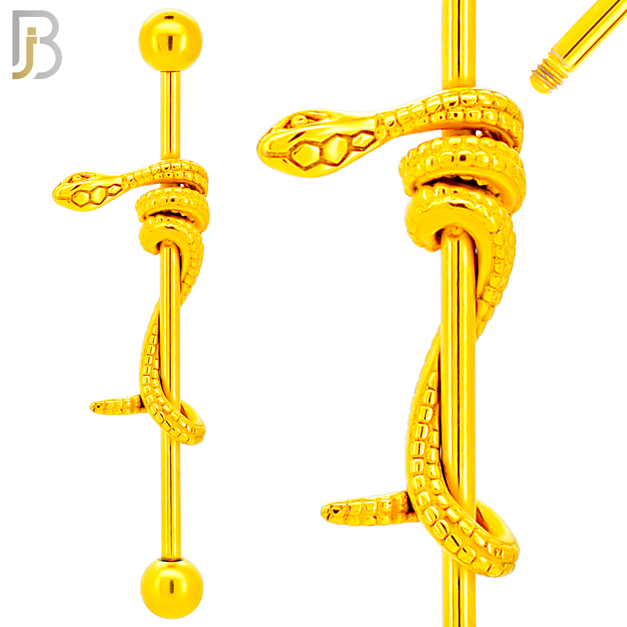 BB74 - 316L Surgical Steel Screw Bar with Snake Design Barbell Industrial (PACK OF 4) image 2