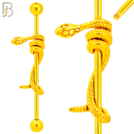 BB74 - 316L Surgical Steel Screw Bar with Snake Design Barbell Industrial (PACK OF 4) image 2