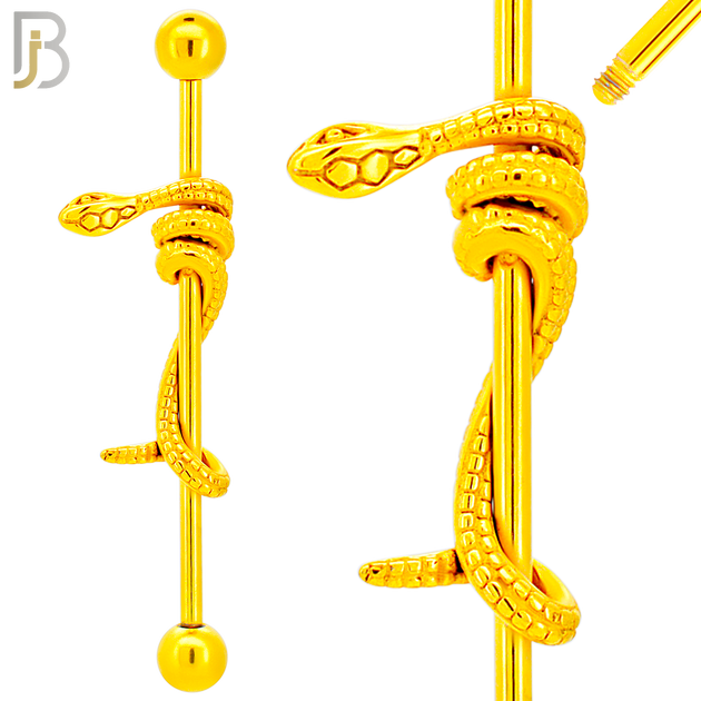 BB74 - 316L Surgical Steel Screw Bar with Snake Design Barbell Industrial (PACK OF 4) image 2