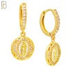 ES501 - 316L Stainless Steel Dangling Round Virgin Mary Huggies Earrings image 2