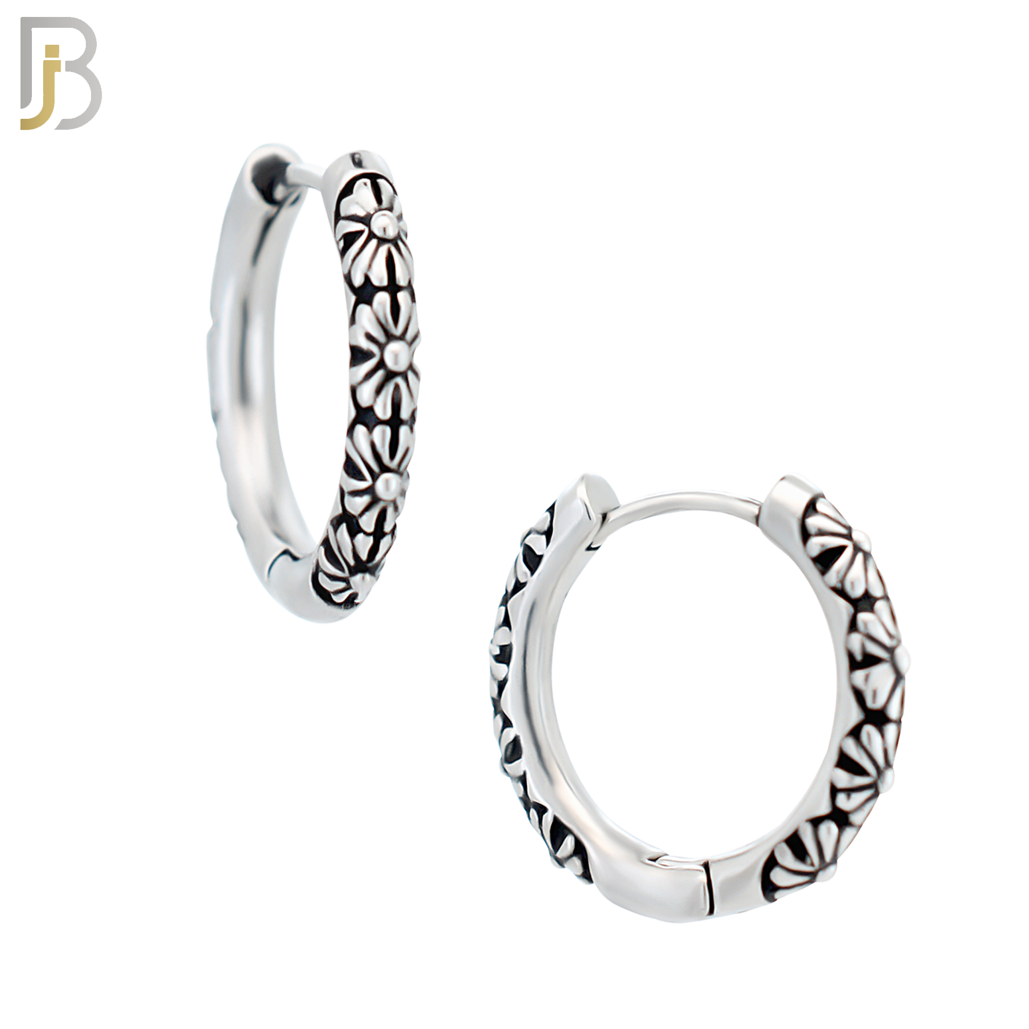 ES129 - Stainless Steel Vintage Tribal Daisy Flower Huggies Hoops Earrings image 4