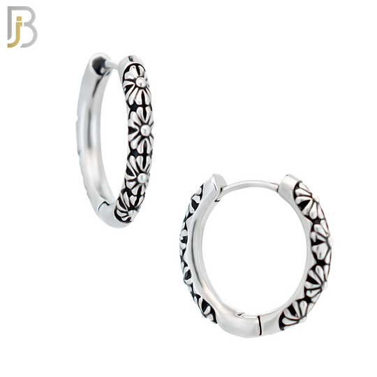 ES129 - Stainless Steel Vintage Tribal Daisy Flower Huggies Hoops Earrings image 4
