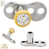 14-G23-DM03 - 14k Titanium Anchor with 14k Gold Top Bezel Set Clear Cubic Zirconia Dermal - Internally Threaded image 2