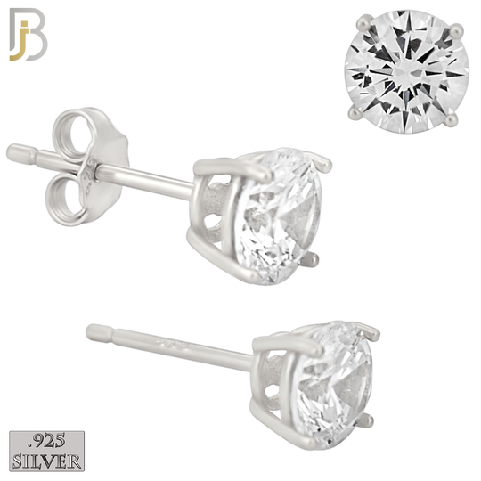 925-ES71-SC - .925 Sterling Silver Rhodium Plated Earring Stud Casting Round Prong Setting Clear Zircon image 5