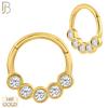 14-CT63 - 14K Solid Gold Hinged Hoops Five Zircon in Bezel Setting image 0