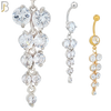 N081  - 316L Stainless Steel Chandelier Round Zircon Dangling Belly Ring image 0