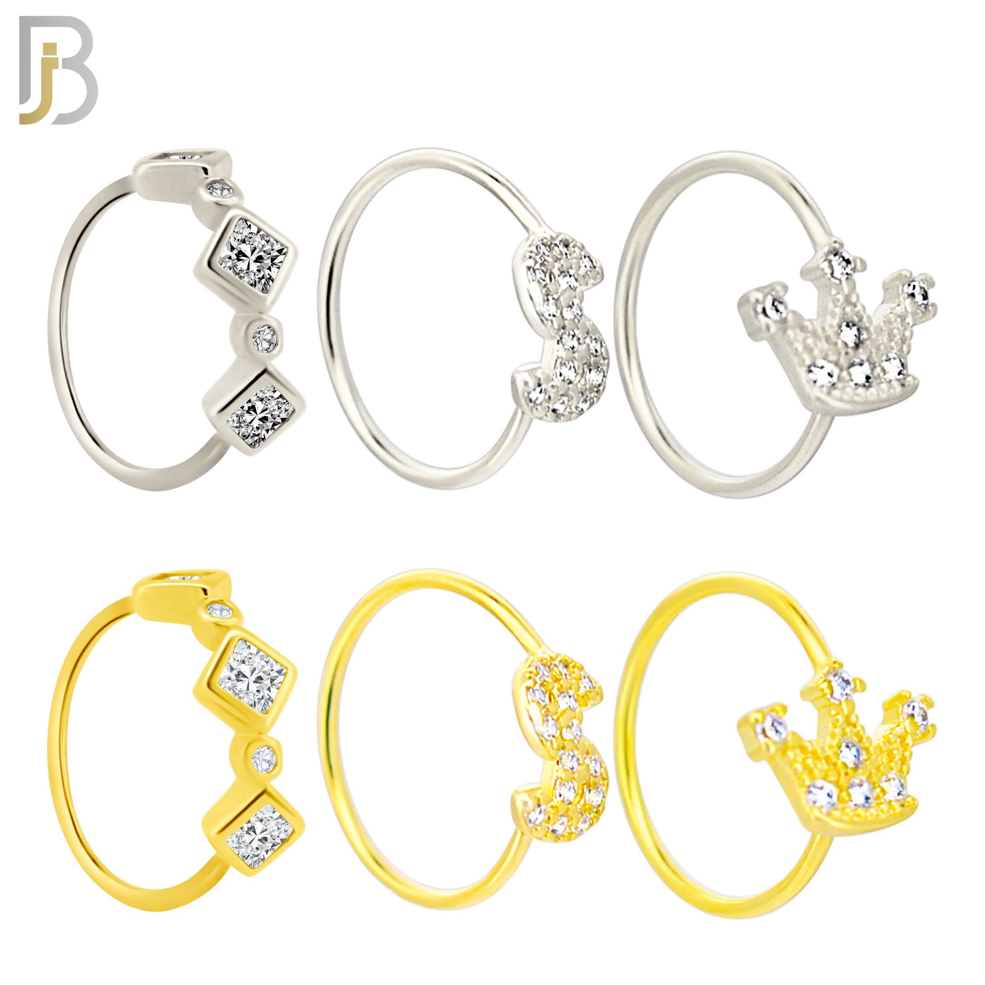 925-PK-CT9MX5-SG60 - 925 Sterling Silver Three Different Designs Nose Hoop - Pack of 60 image 1