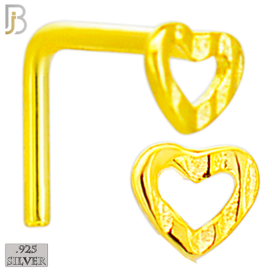 925-NR11LGS -  925 Sterling Silver Hollow Heart L Shape Nose Ring (Pack of 6) image 2