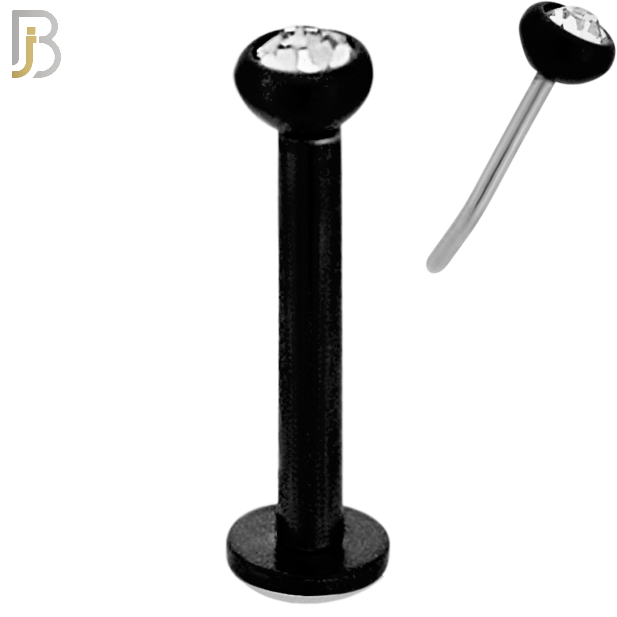 LB16K16 - 16g Thicknesss 316L Surgical Steel Black Plated Press Fit Bezel Setting Push In  Zircon (PACK OF 6) image 3