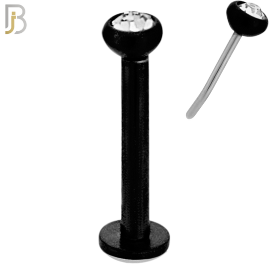 LB16K16 - 16g Thicknesss 316L Surgical Steel Black Plated Press Fit Bezel Setting Push In  Zircon (PACK OF 6) image 3