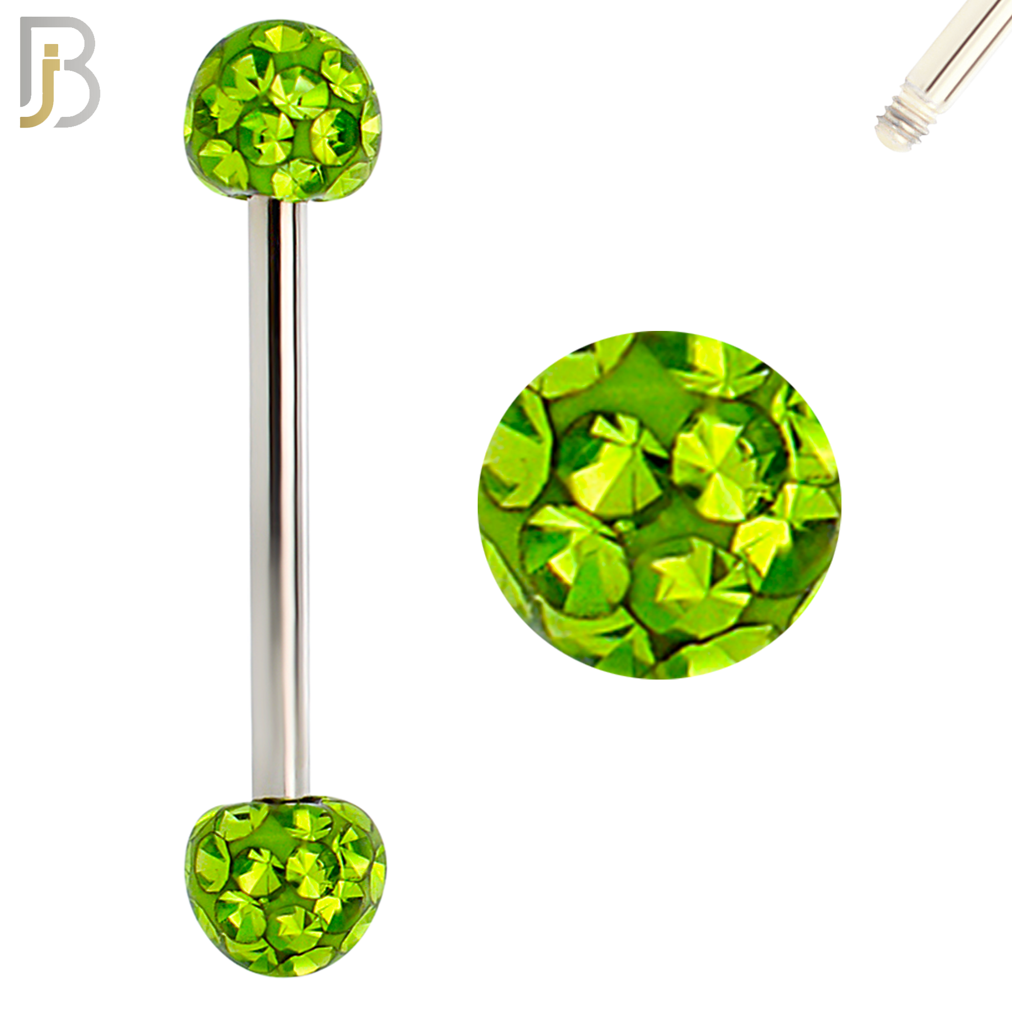 BB68 - 316L Surgical Steel Barbell with  Oil Coated Multi Cubic Zirconia Ball (Pack of 4) image 1