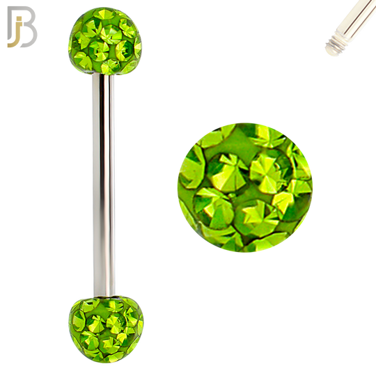 BB68 - 316L Surgical Steel Barbell with  Oil Coated Multi Cubic Zirconia Ball (Pack of 4) image 1