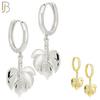 ES98 - 316L Stainless Steel Dangling Leaf with  Zircon Design Huggies Clip On image 0