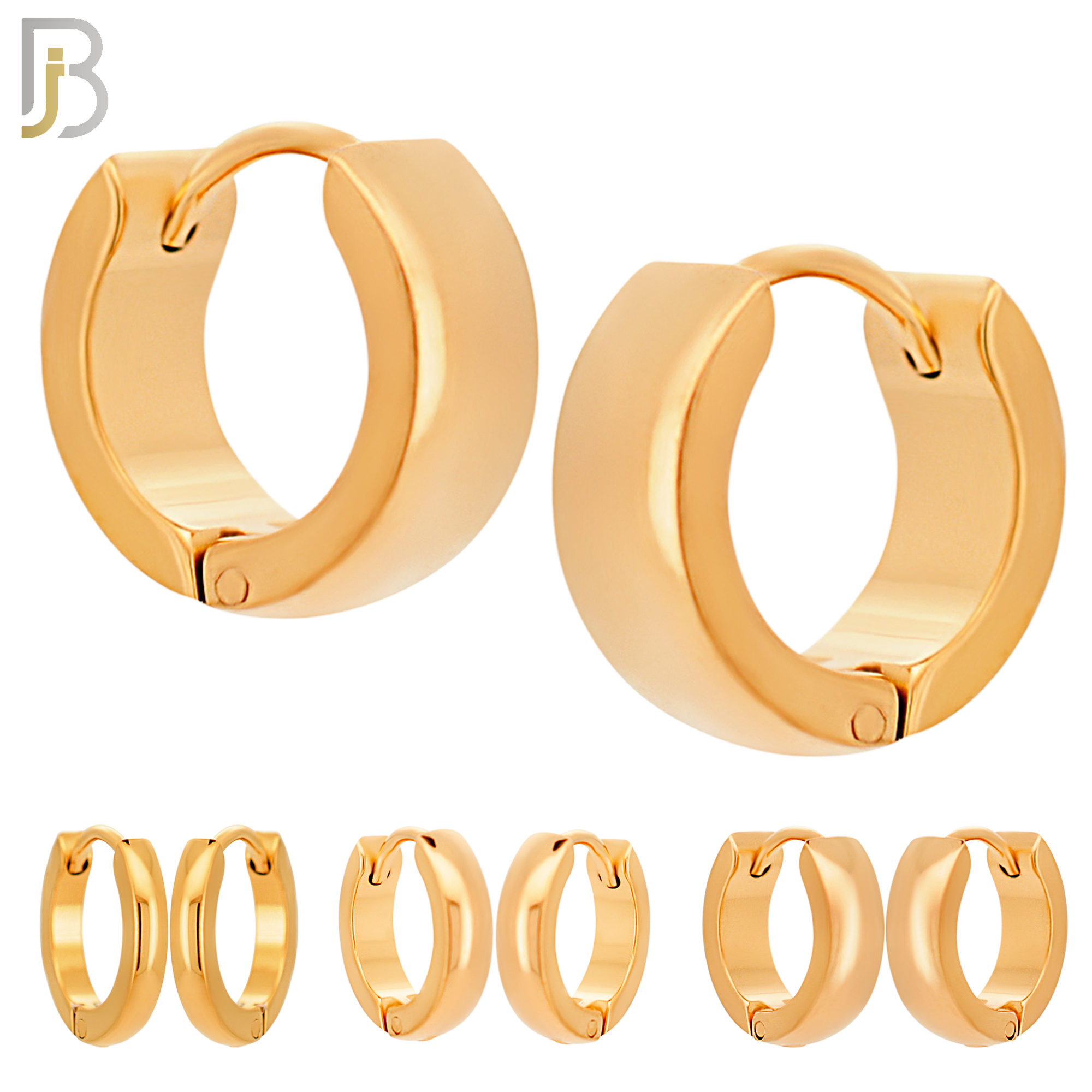 ES01R - 316L Stainless Steel RoseGold Plated Plain Curve Design Huggies image 0