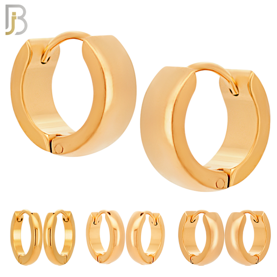 ES01R - 316L Stainless Steel RoseGold Plated Plain Curve Design Huggies image 0