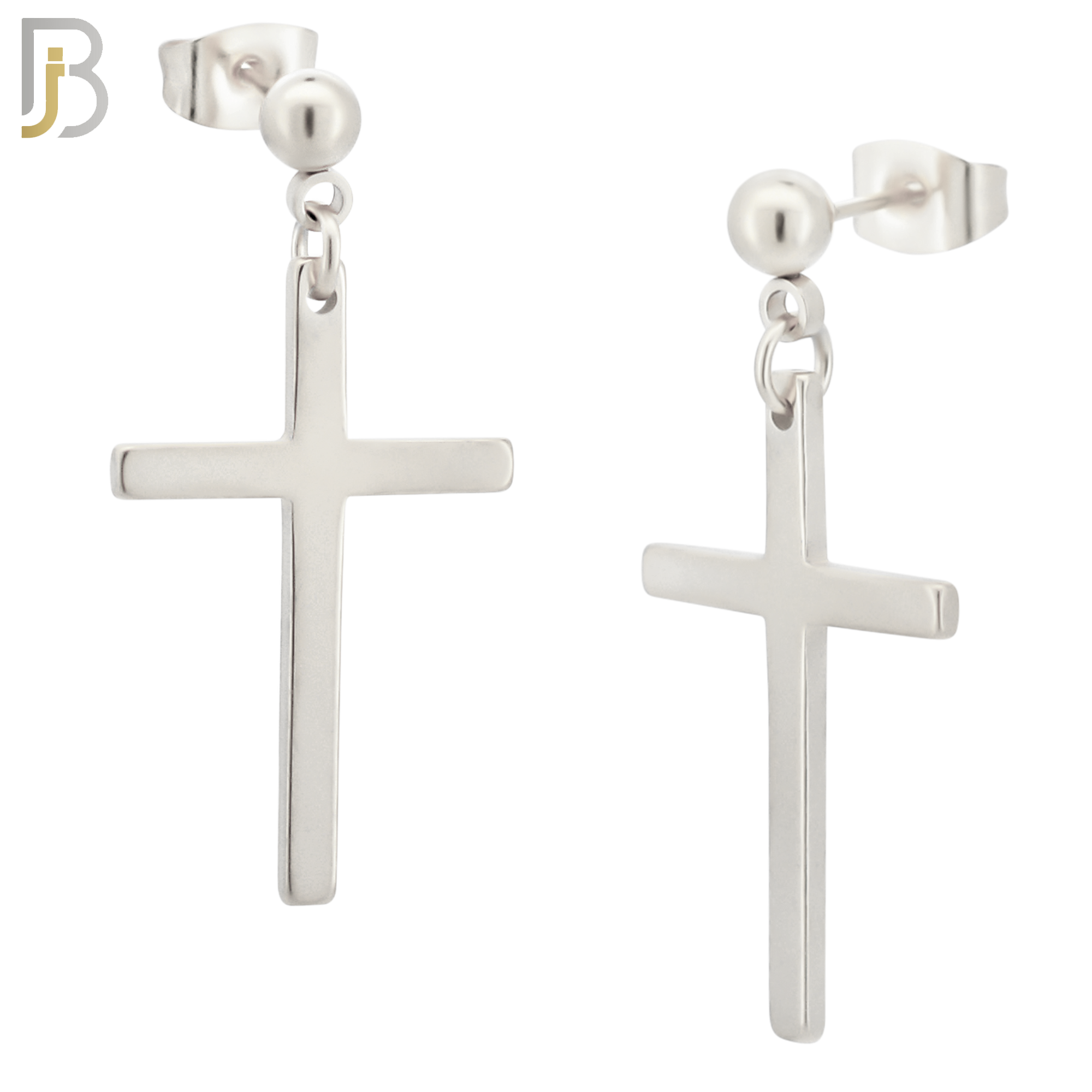ES90 - 316L Stainless Steel Dangling 25x16mm Cross Design Earrings Stud image 1