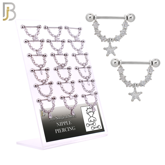 PK-NPMX02S - 316L Surgical Steel Three Different Design Nipple Shields - Pack of 9 Pairs image 0