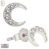 925-ES420 - Push Back - 925 Sterling Silver 5mm Moon with Multi CZ Stud Earrings image 0