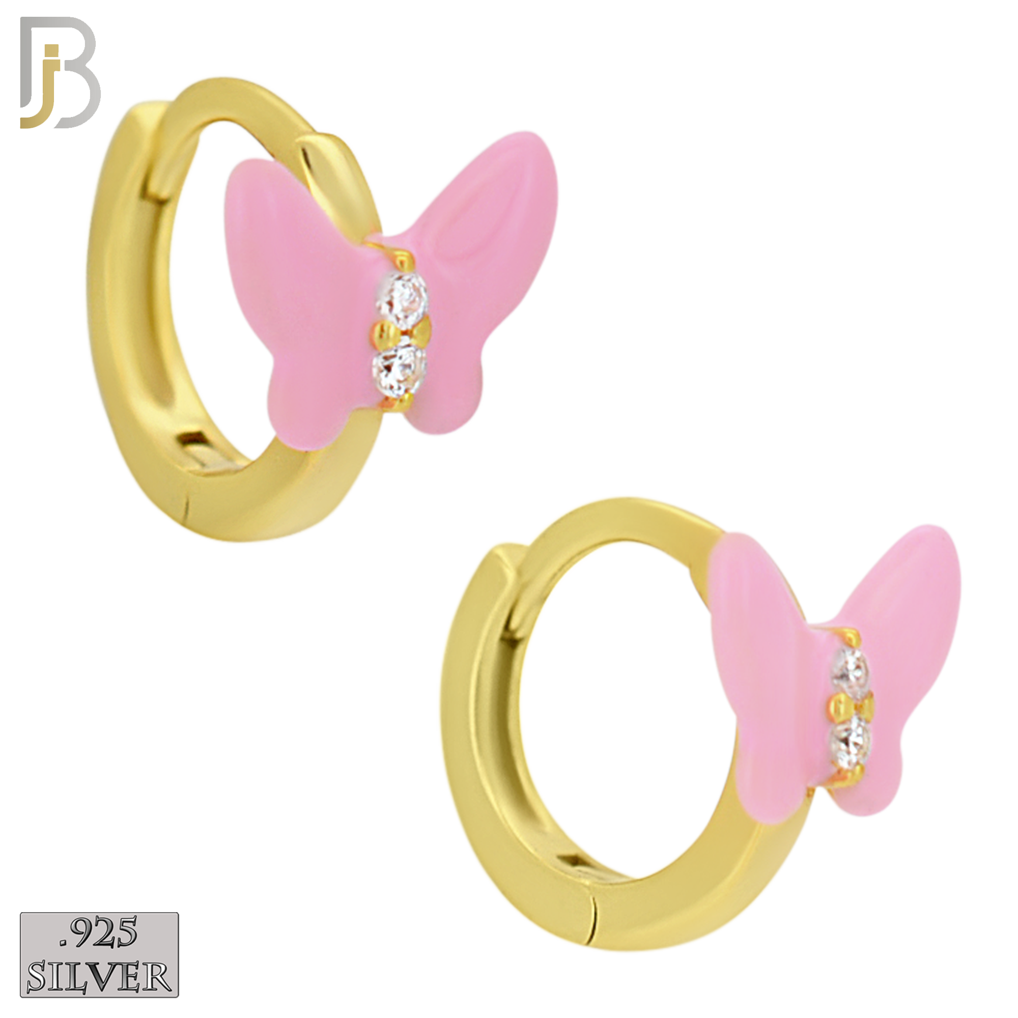 925-ES473 - 925 Sterling Silver Enamel Coated Butterfly Huggies Hoop Earring image 1