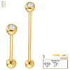14-BB05YC14 - 14k Solid Gold Single Gem in Ball Setting Externally Threaded Industrial Barbell image 0